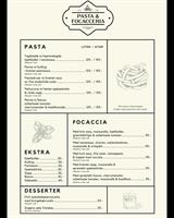 Pasta og Focacceria meny